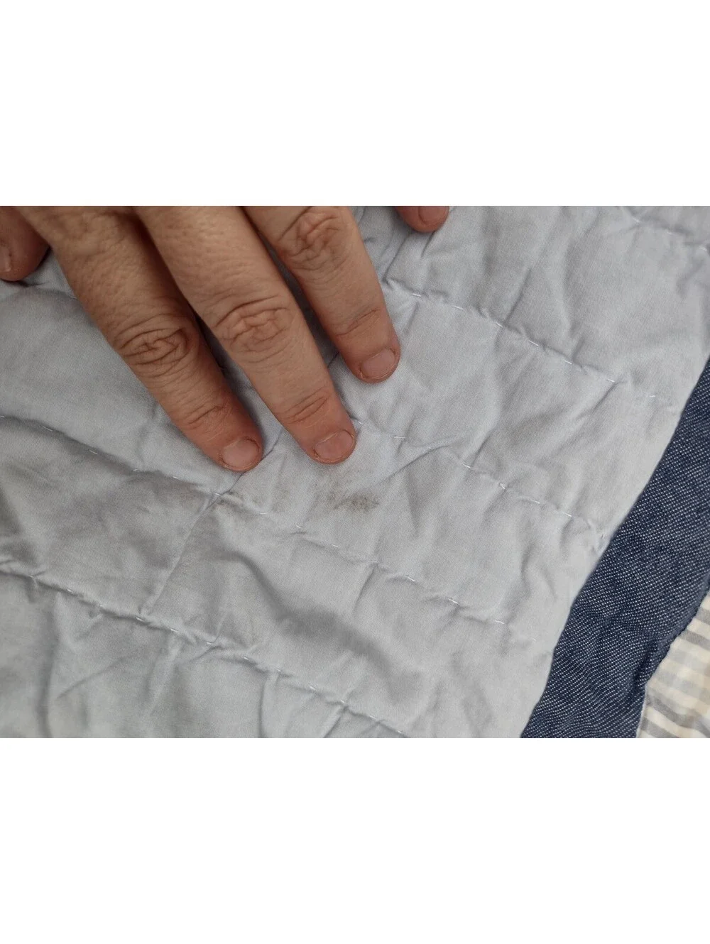 Woolrich Full Queen Quilt Blue Patchwork Plaid Reversible Cotton Farmhouse